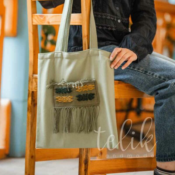 Handmade fabric bag with pocket